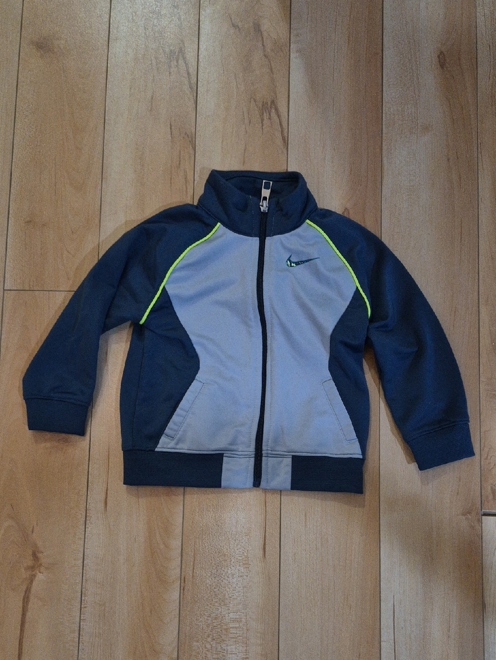 Boys Size 18m Nike Navy, Light Gray & Neon Yellow Zip Jacket